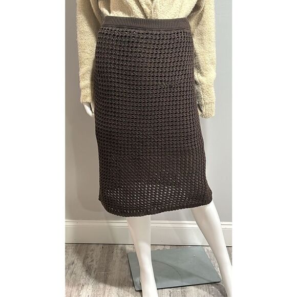 Theory Brown Knit Pima Cotton Skirt Size Small - Picture 9 of 12